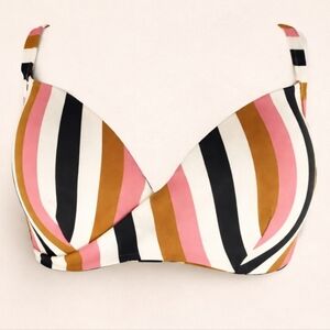 Shade & Shore Striped Underwire Bikini Swim Top Multicolor 36DD Carnivalcore